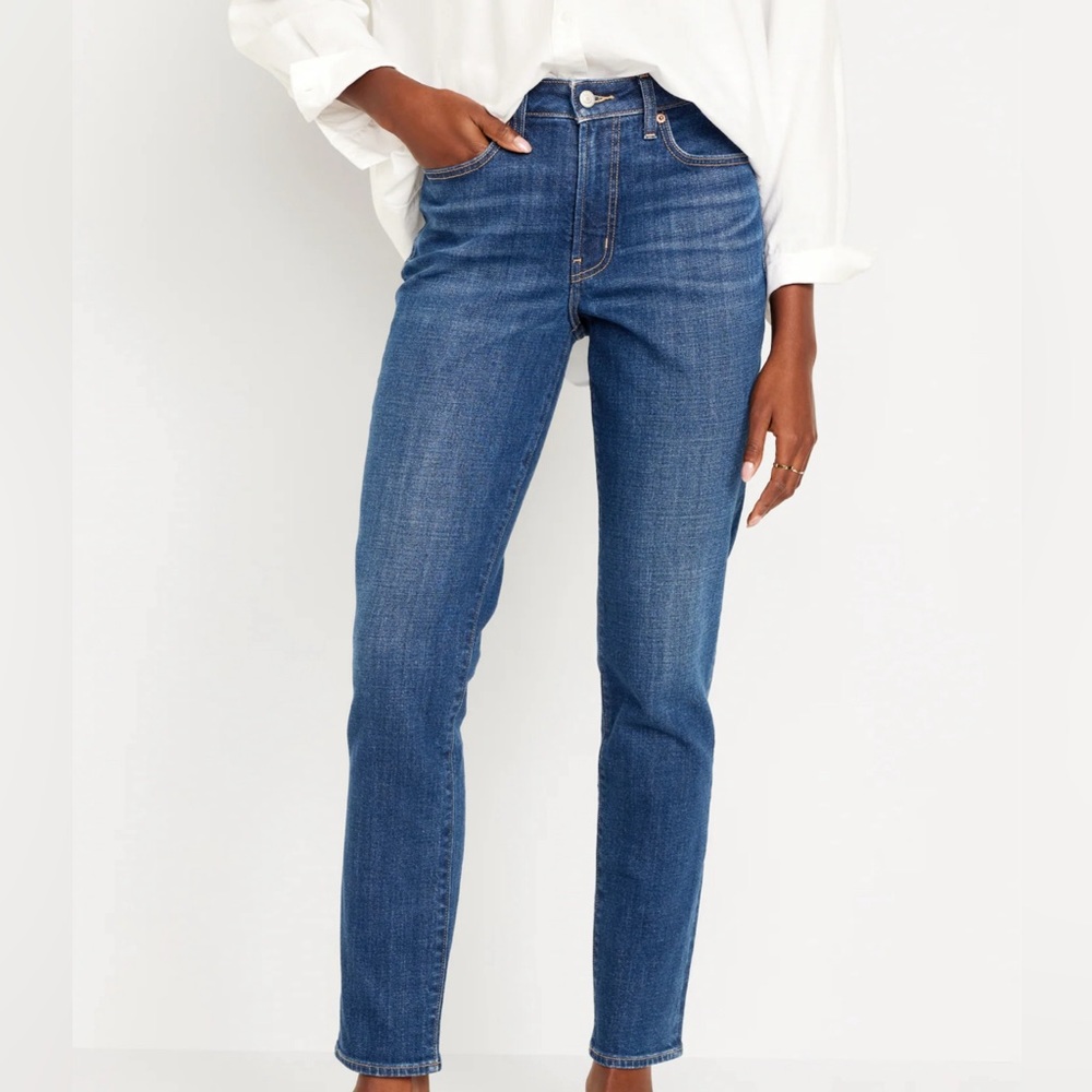 Old Navy OG Straight High Rise Jeans Blue 4